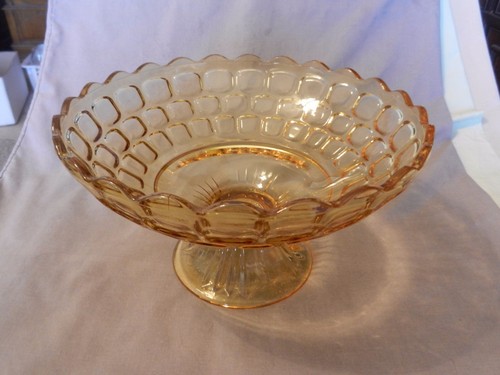 Amber glass pedestal fruit - glass,