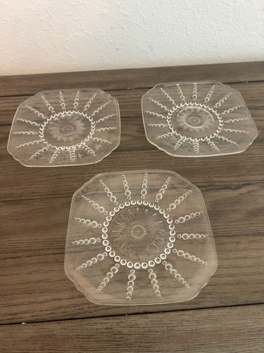 Vtg clear press glass dessert - press,